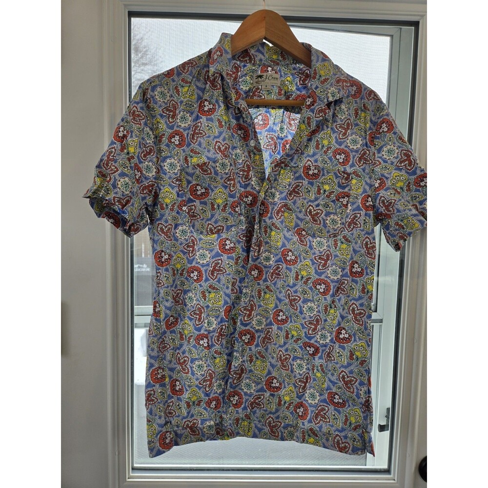 J.CREW Re-imagined Paisley Cotton Short Sleeve Button-Up Shirt Men Smal Colorful